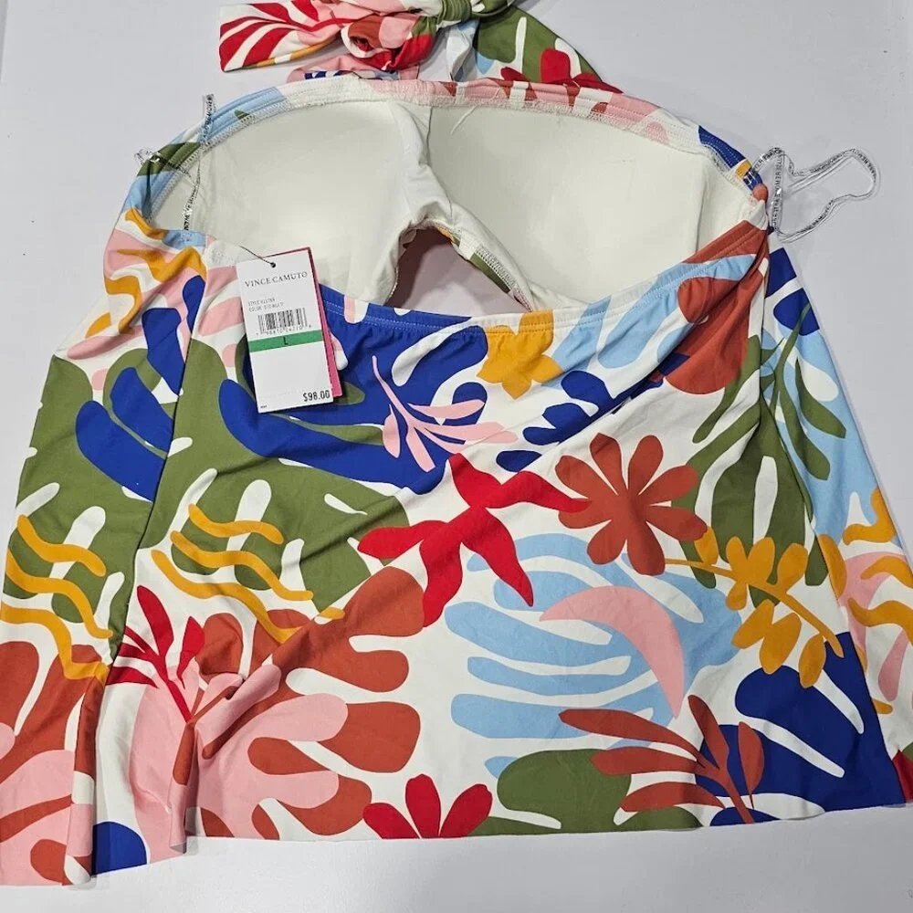 Vince Camuto Printed Crossover Convertible Tankini Top - Picture 6 of 10